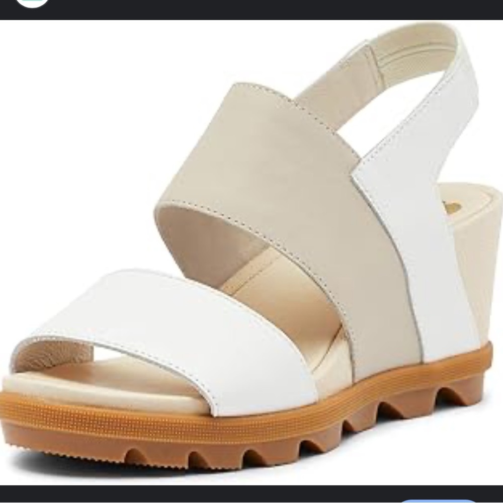 Sorel White and Tan Wedge Sandals